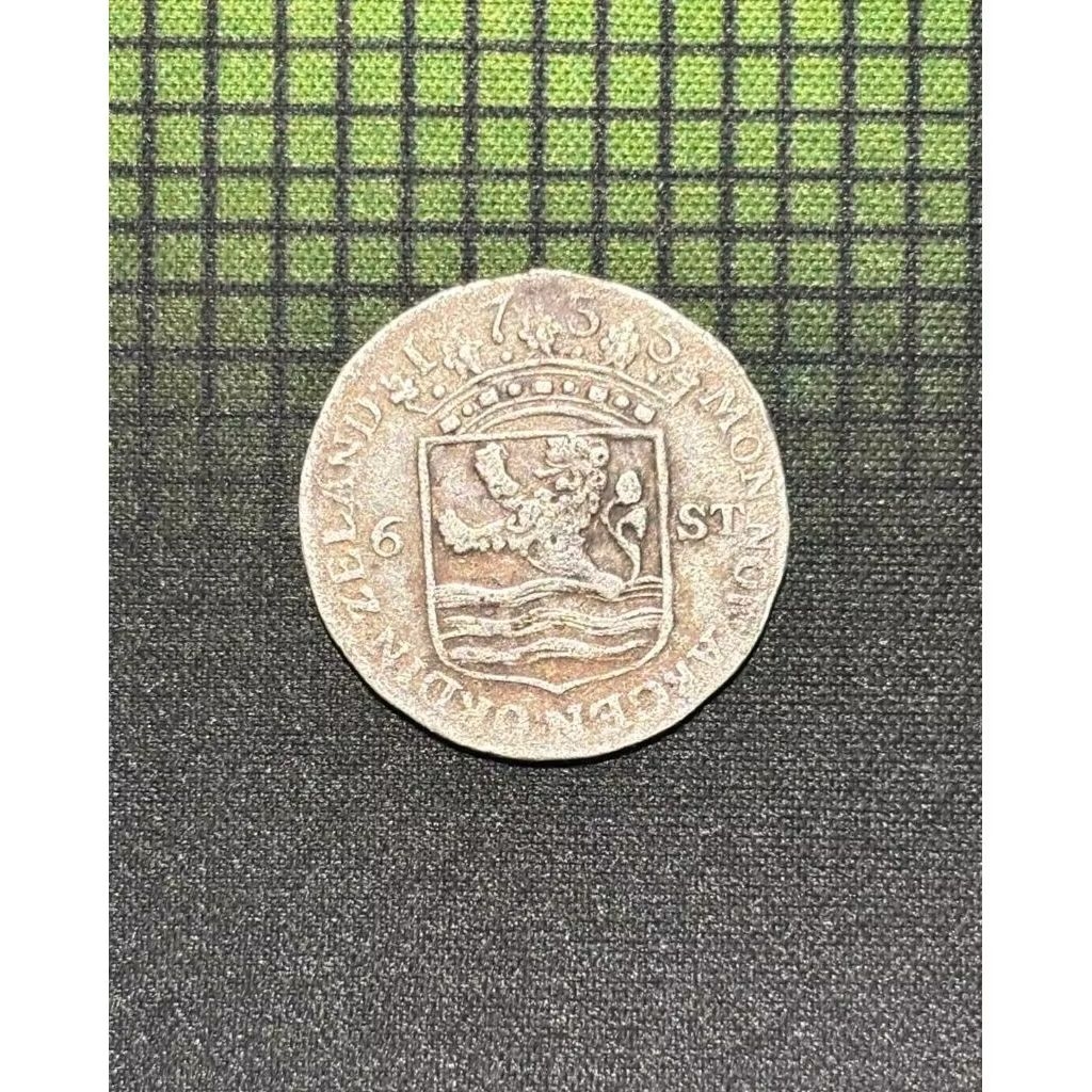 Koin Perak Kuno Belanda VOC 6 Stuivers Zeeland 1755 Scheepjesschelling || 100% Asli Murah