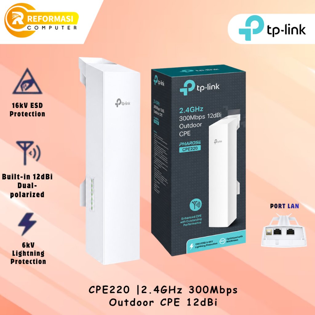 TP-LINK Access Point Outdoor TP-LINK 2.4GHz 300Mbps CPE220 / CPE 220 / CPE-220