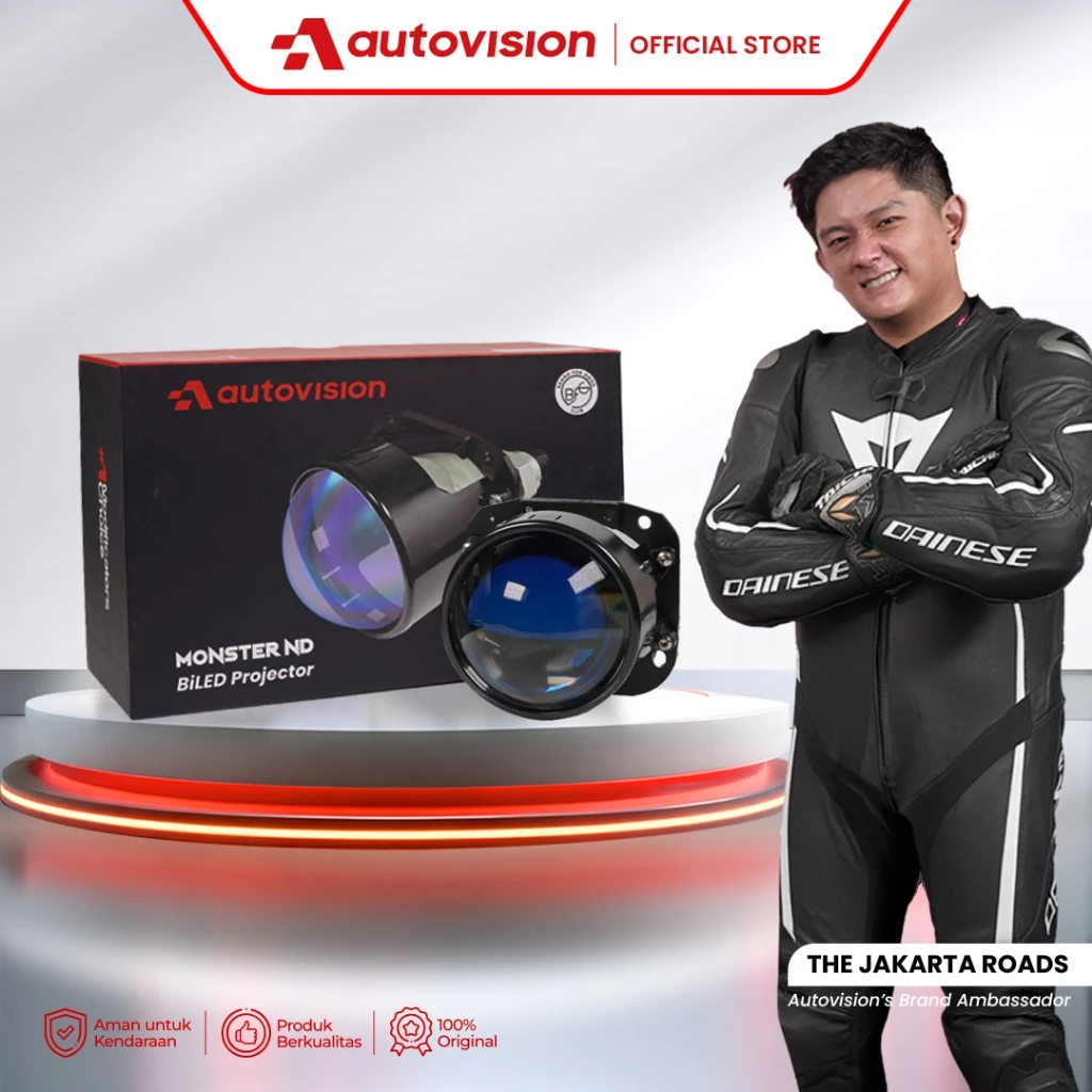 Headlamp Motor BiLED/Projector 2.5" MONSTER ND 45W BiLED Blue Lens FCO 6000K/3-Colors