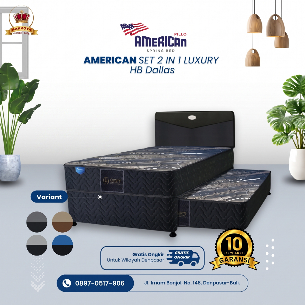 Set Kasur Spring Bed American PILLO American Set 2 in 1 Luxury HB Dallas
