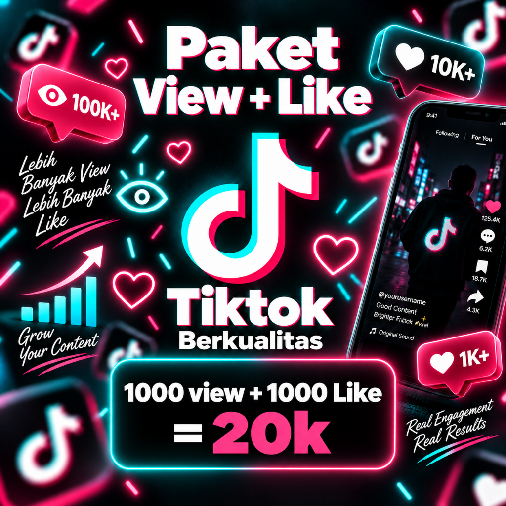 Paket 1000 View + 1000 Like Tiktok Real Bergaransi Permanen Aman - Jprogram