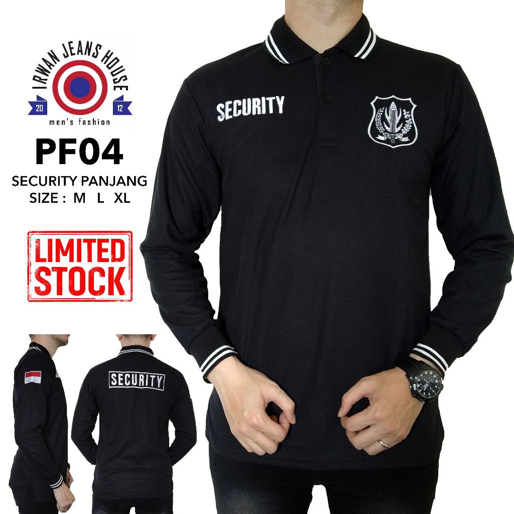 KAOS SECURITY LENGAN PANJANG BORDIR , BAJU SATPAM TERBARU PRIA TERBARU