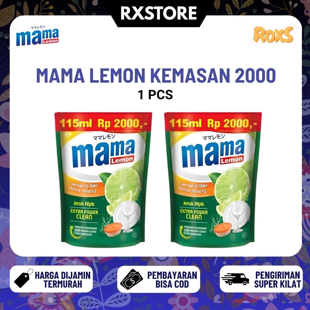 [RX] MAMA LEMON Kemasan Pouch 2000 Sachet Isi 105 Ml Pencuci Piring Charcoal Pouch Lime Jeruk Nipis