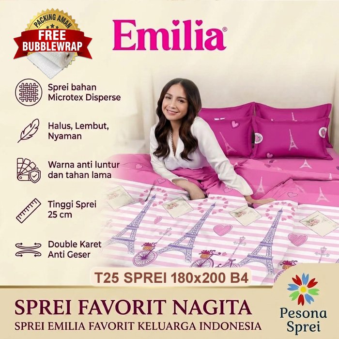 SPREI BONITA 180x200 EMILIA BANTAL 4 / SPREI BONITA KING EMILIA BANTAL 4 / SEPRAI BONITA KING B4