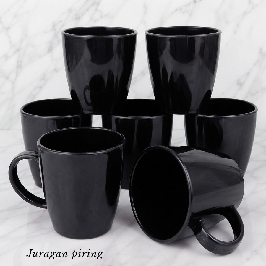 GELAS CANGKIR MELAMIN GAGANG ATAU GELAS KOPI TEH GAGANG ISI 6 PCS