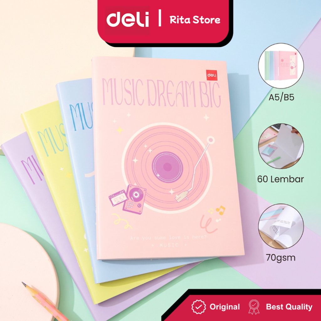 Deli Sewing Notebook A5 / B5 Buku Catatan Jahit 60 Lembar Sampul Pastel - EN026X