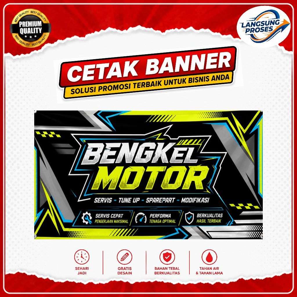 Cetak Banner Bengkel Motor Custom | Spanduk Servis Motor | Banner Bengkel Keren