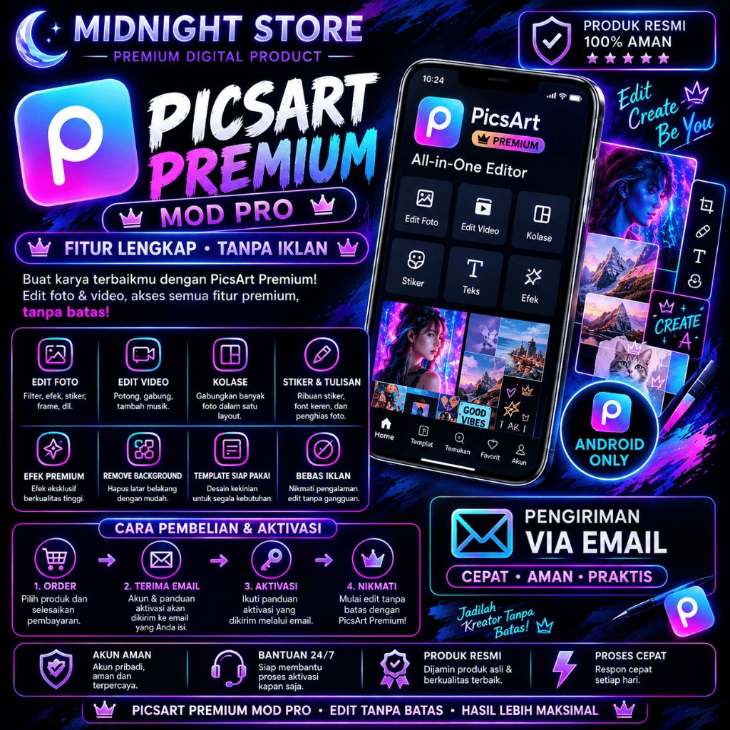 PicsArt Premium Mod Pro Android Only Fitur Lengkap Tanpa Iklan Digital Product