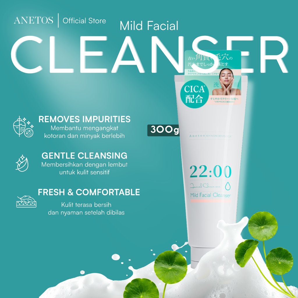 Anetos Mild Facial Cleanser – 300g (Sabun Cuci Muka, Pencuci Muka Untuk Mengatasi Jerawat, Aman untu
