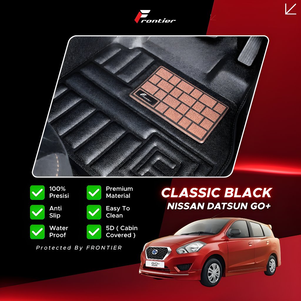 Karpet Mobil 5D Type Classic Black, Untuk Nissan Datsun Go + Vintage, Presisi, Anti Air | Frontier