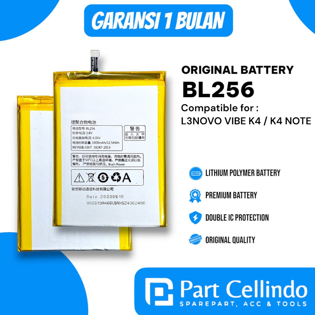 BATERAI BATRE LENOVO BL256 / VIBE K4 / K4 NOTE