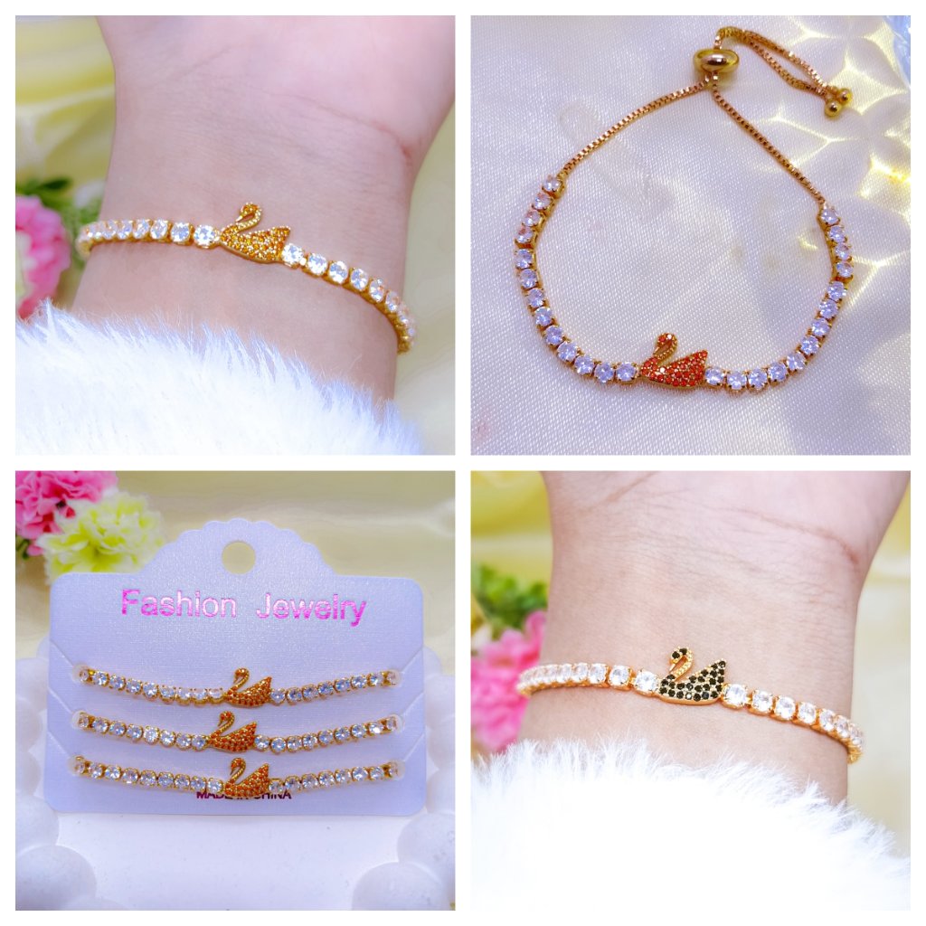 Gelang Rantai Angsa Bangle Bracelet Wanita Anti Karat Berlian Emas Korea Aesthetic Aksesoris Anti Lu