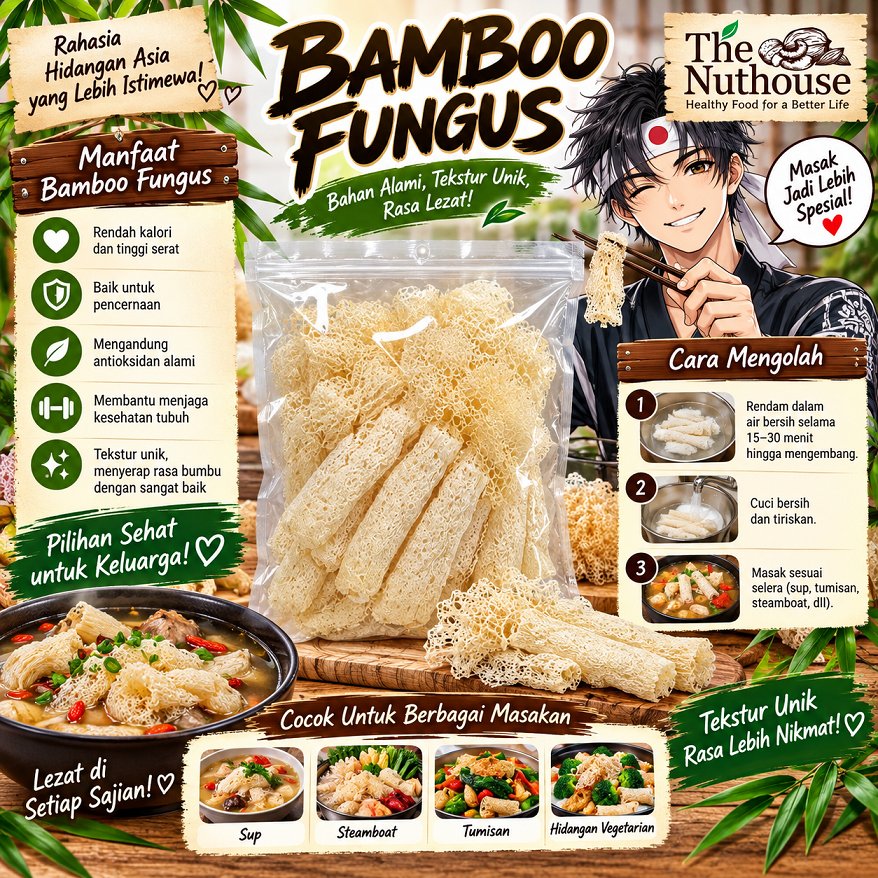 Bamboo Fungus / Cuk Sang / Jamur Bambu [Ukuran 100gr / 50gr / 25gr]