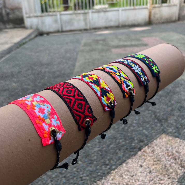Gelang Etnik Webbing Motif Adidas Ukuran 2,5 cm / Webbing Motif