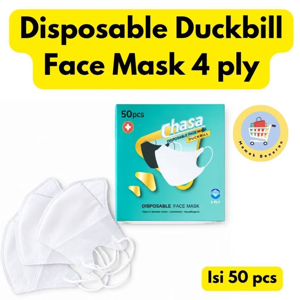 Chasa Disposable Face Mask Duckbill Duck Bill isi 50pcs / Masker Wajah Dewasa 4 ply