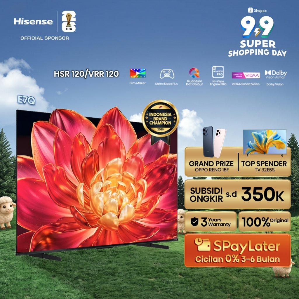 Hisense-TV 43/50/55/65/75/85 Inch 4K QLED E7Q-Smart TV-Quantum Dot Colour-Dolby Vision Atmos-Game Mo