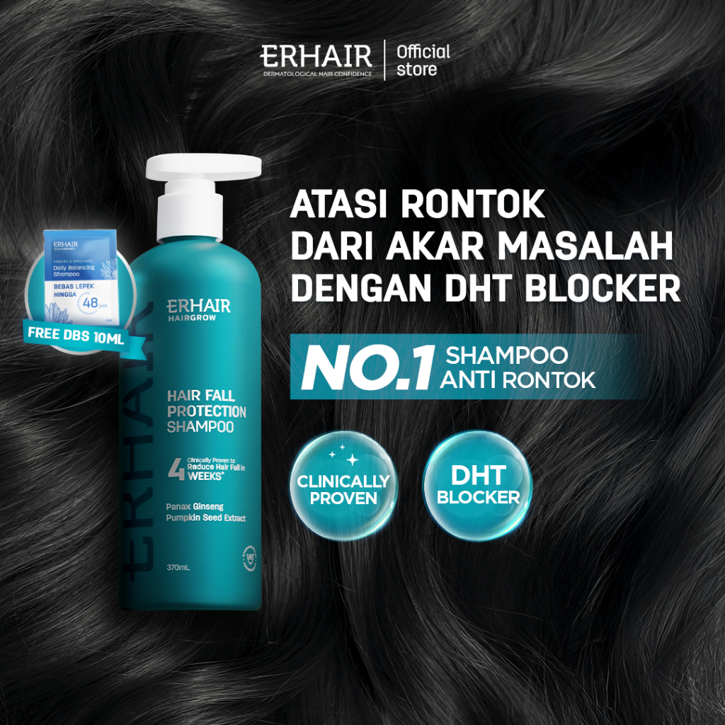 ERHAIR HairGrow Shampoo | Shampoo untuk Rambut Rontok, Penipisan Rambut & Kebotakan | Menguatkan Aka