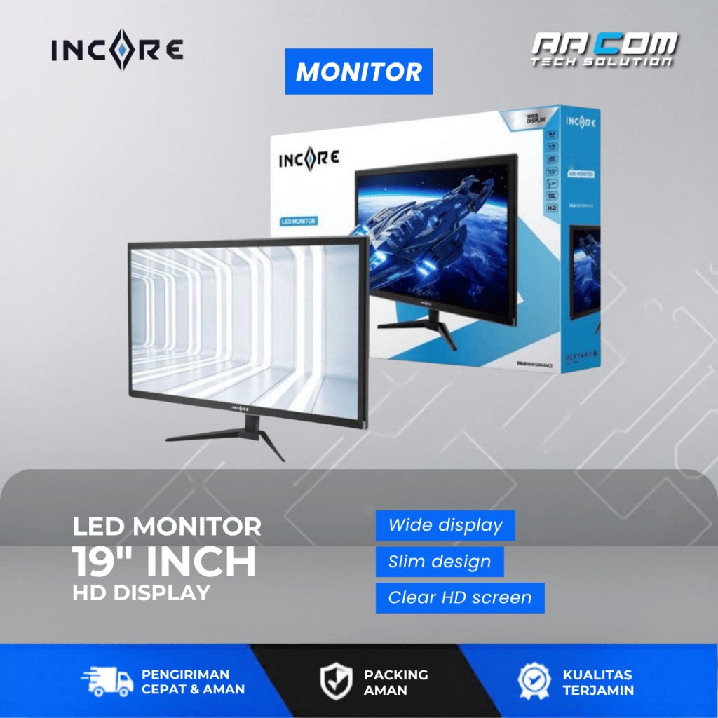 MONITOR LED INCORE 19" / 19 INCH HDMI & VGA / LAYAR MONITOR PC / KOMPUTER / CCTV