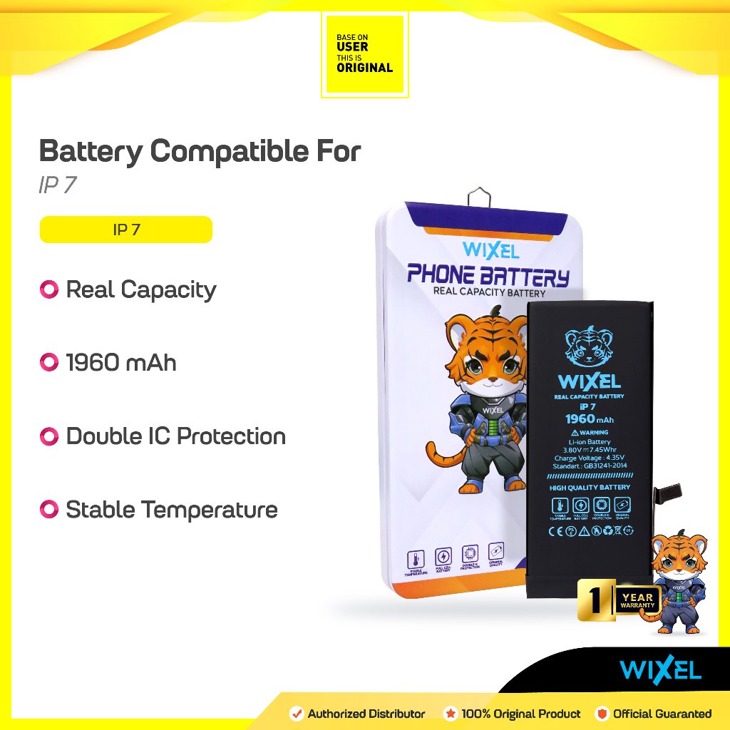 WIXEL ORIGINAL Baterai Iphone 7 7G Batre Batrai Battery Dual Double Power HP Handphone Apple Ip Ori