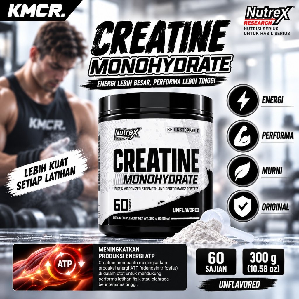 Nutrex Research Creatine Monohydrate 300 gr 30 Serving Creatine Gym Creatin Kreatin Suplemen Gym