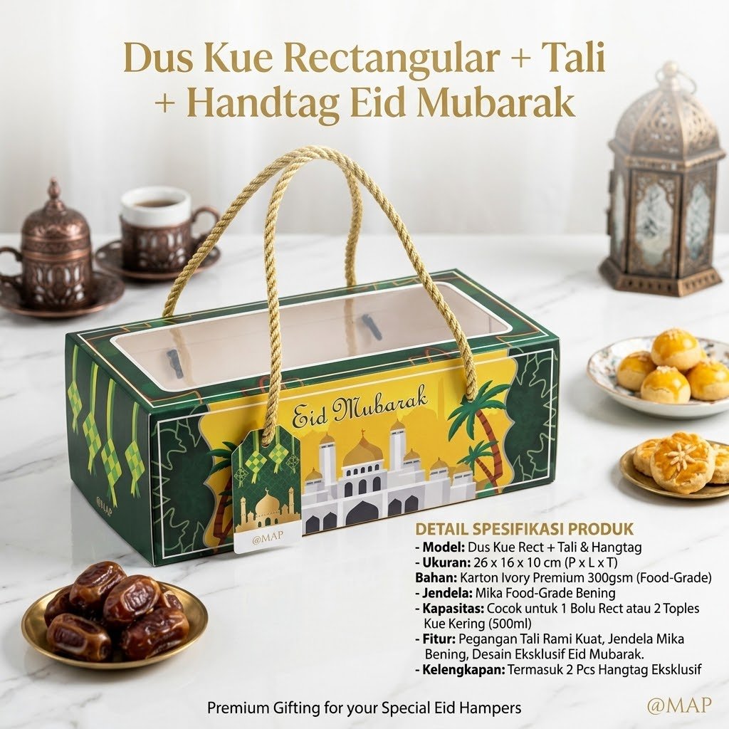Dus Kue Rect + Tali + Handtag Eid Mubarak