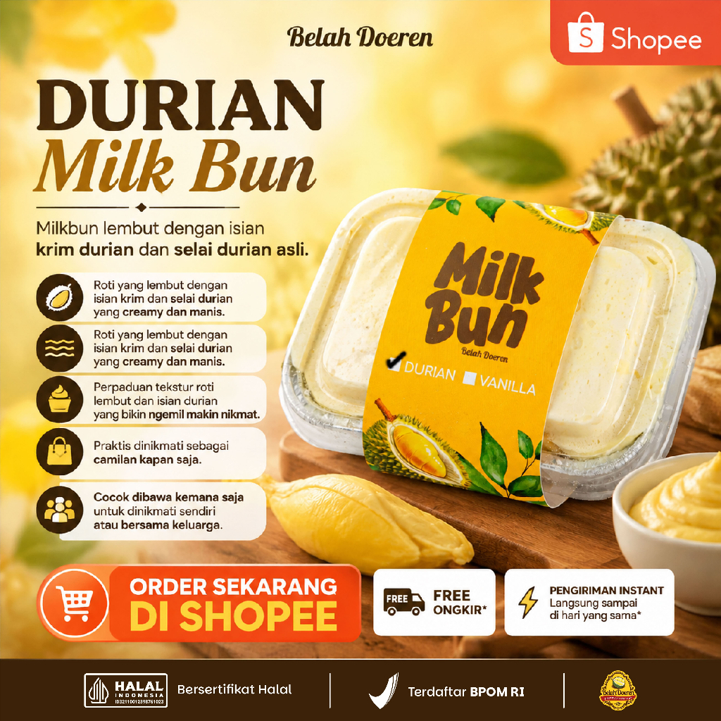 Durian Milk Bun - Belah Doeren