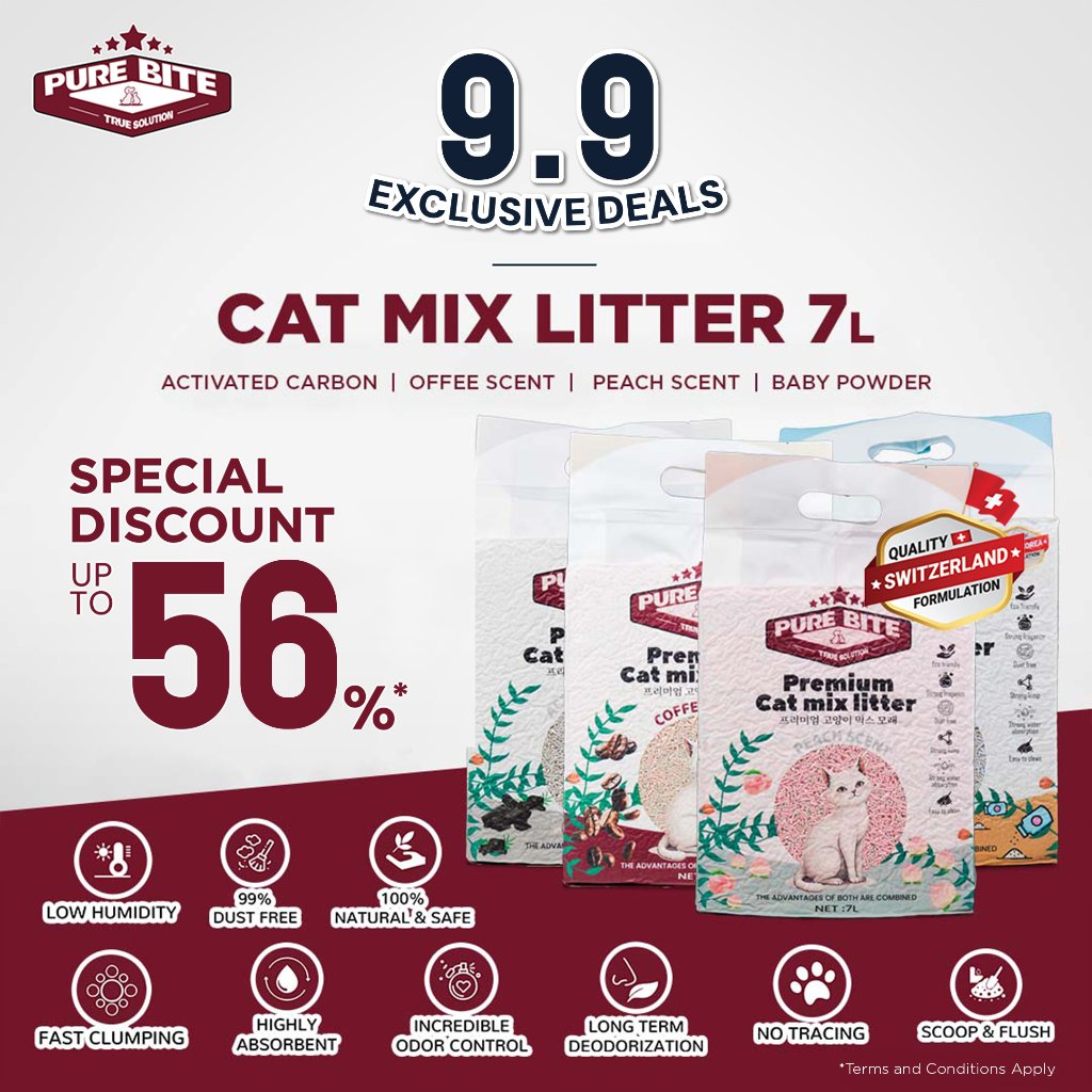 Purebite Premium Cat Mix Litter 7 Litter - Pasir Kucing Mixed Tofu Bentonite