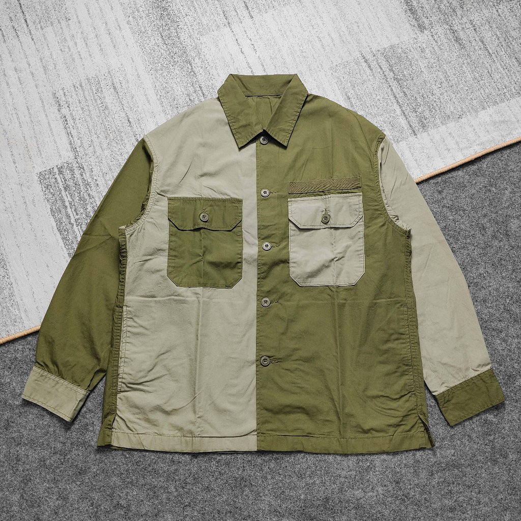 GU Uniqlo Military Ripstop Work Shirt Kemeja Outer Luaran Army OG