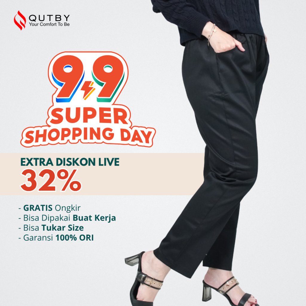QUTBY - Celana Basic Pants Wanita Bahan Katun Jumbo / Celana Buat Kerja