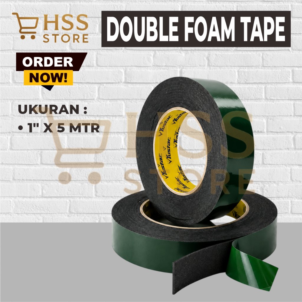 DOUBLE TAPE FOAM / ISOLASI BOLAK BALIK / DOUBLE FOAM TAPE HIJAU TEBAL /  PEREKAT DOUBLE FOAM TAPE / 