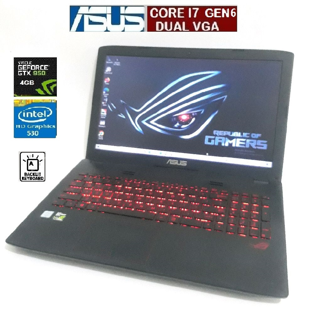 laptop gaming render editing asus core i7 dual vga nvdia geforce gtx 4gb hardisk ssd 512gb