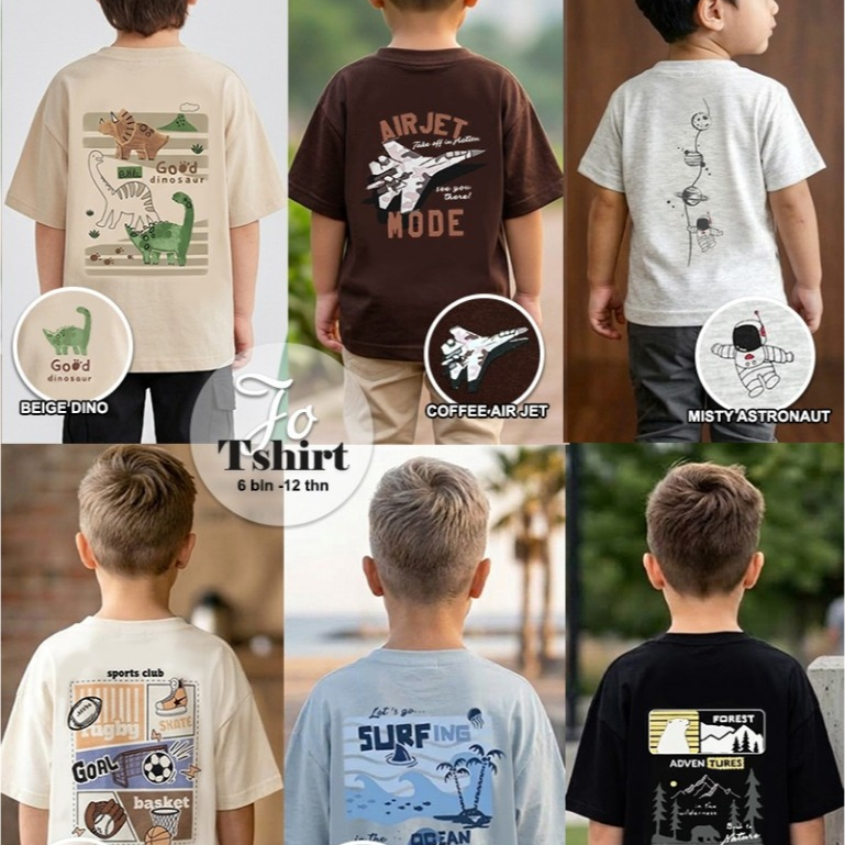 KAZEL X ZEBE JO TSHIRT EDISI SABLON DEPAN BELAKANG/BAJU KAOS ANAK COWOK (1 PCS, UKURAN 6 BULAN - 12 