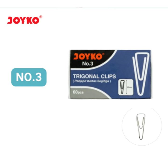 JOYKO Paperclip Segitiga No.3 60 pcs Penjepit Kertas Segitiga 25mm