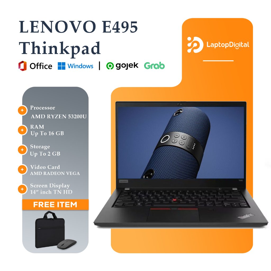 Lenovo Thinkpad E495 AMD RYZEN 3 I 14 Inch TN HD Free Mouse & Tas Laptop