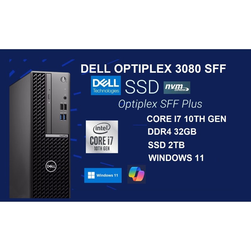PC DELL Optiplex 7080 DELL 5080 DELL 3080 SFF Mini PC komputer Core i7 i5 Gen 10 DDR4 32GB SSD Win 1