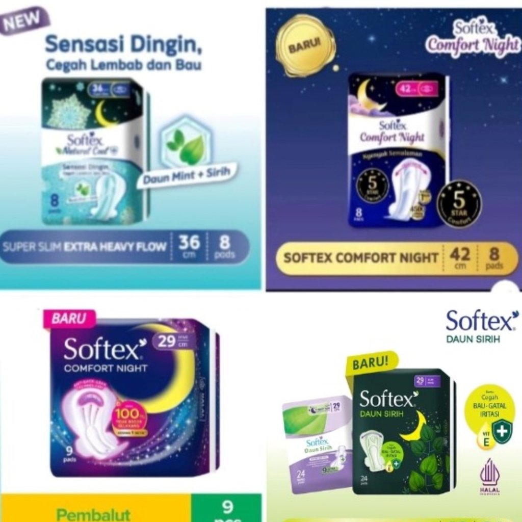 Softex Comfort Night Wing Pembalut Wanita#Softex Night Pembalut#Softex Daun Sirih Slim Wing