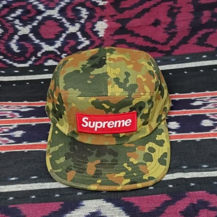 Topi Supreme Military Camp Cap SS19 Olive German Camo Second Original