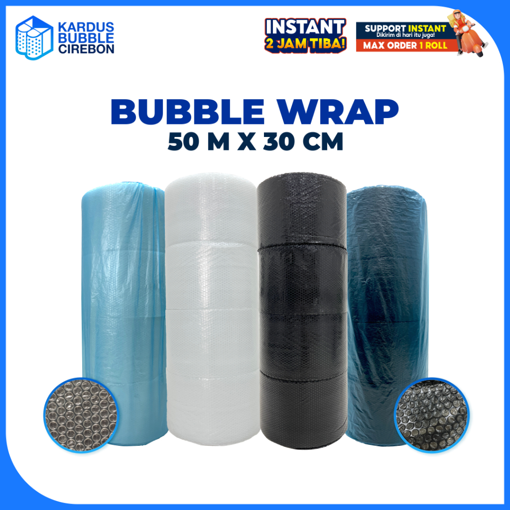 Bubble Cirebon Bubble Wrap 50m x 30cm Gulungan Pengemasan Perlindungan
