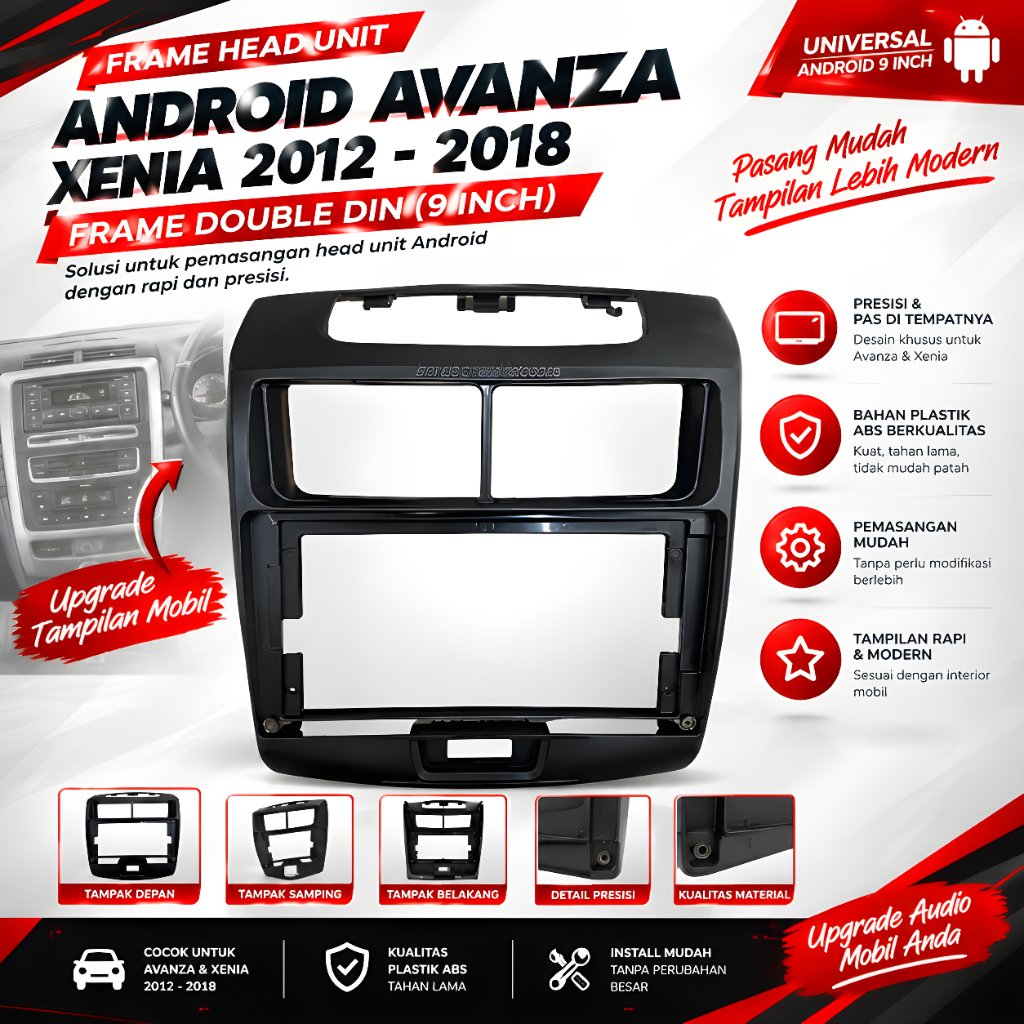 Frame head unit android avanza 9 Inch Avanza xenia 2012 - 2018
