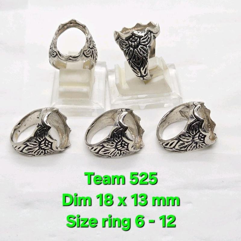 ring emban cakar cirebon 18x13 motif cakar daun alpaca super