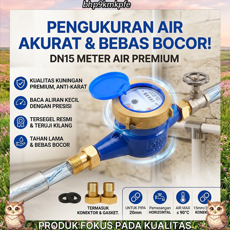 Meteran Air Bodi Besi Standar PDAM Original SNI Tamper Meteran Air Jarum PDAM 1/2" Meteran PDAM