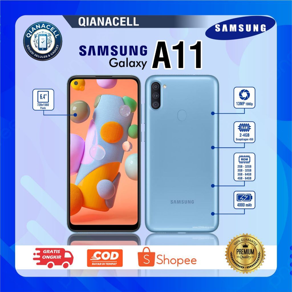 SAMSUNG GALAXY A 11 HP Second RAM 3/32GB HP Normal Siap Pakai