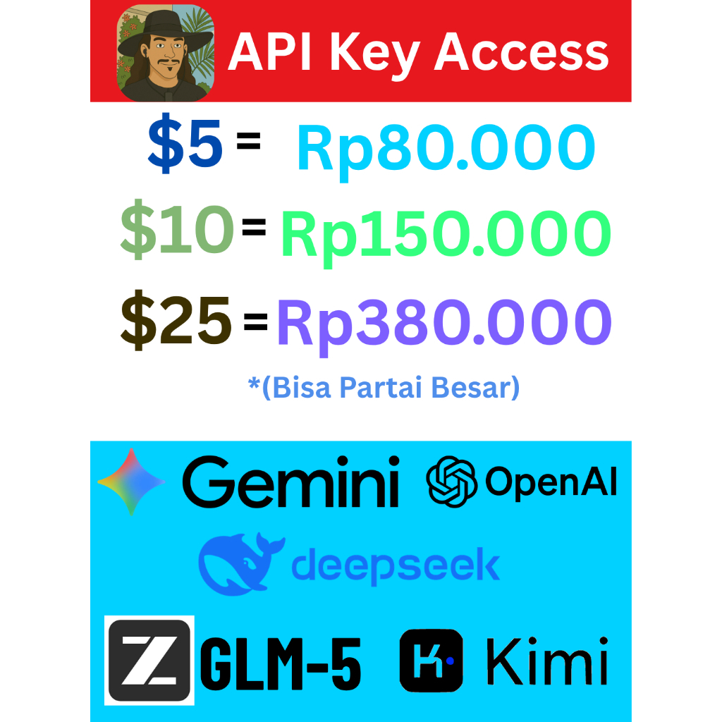 AI Api Key Access support OpenAI, Gemini, Claude, dan Deepseek, GLM-5, Kimi dll. By KoboiLLM, mirip 