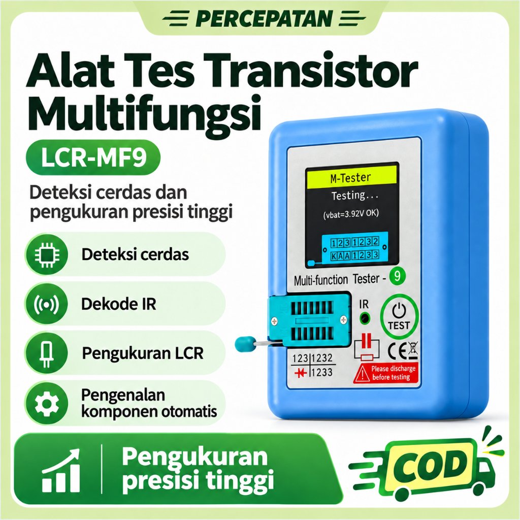 LCR-MF9 Alat Uji Transistor Multifungsi, Meter Digital LCR ESR, Alat Pengukur Kapasitor, Induktansi,