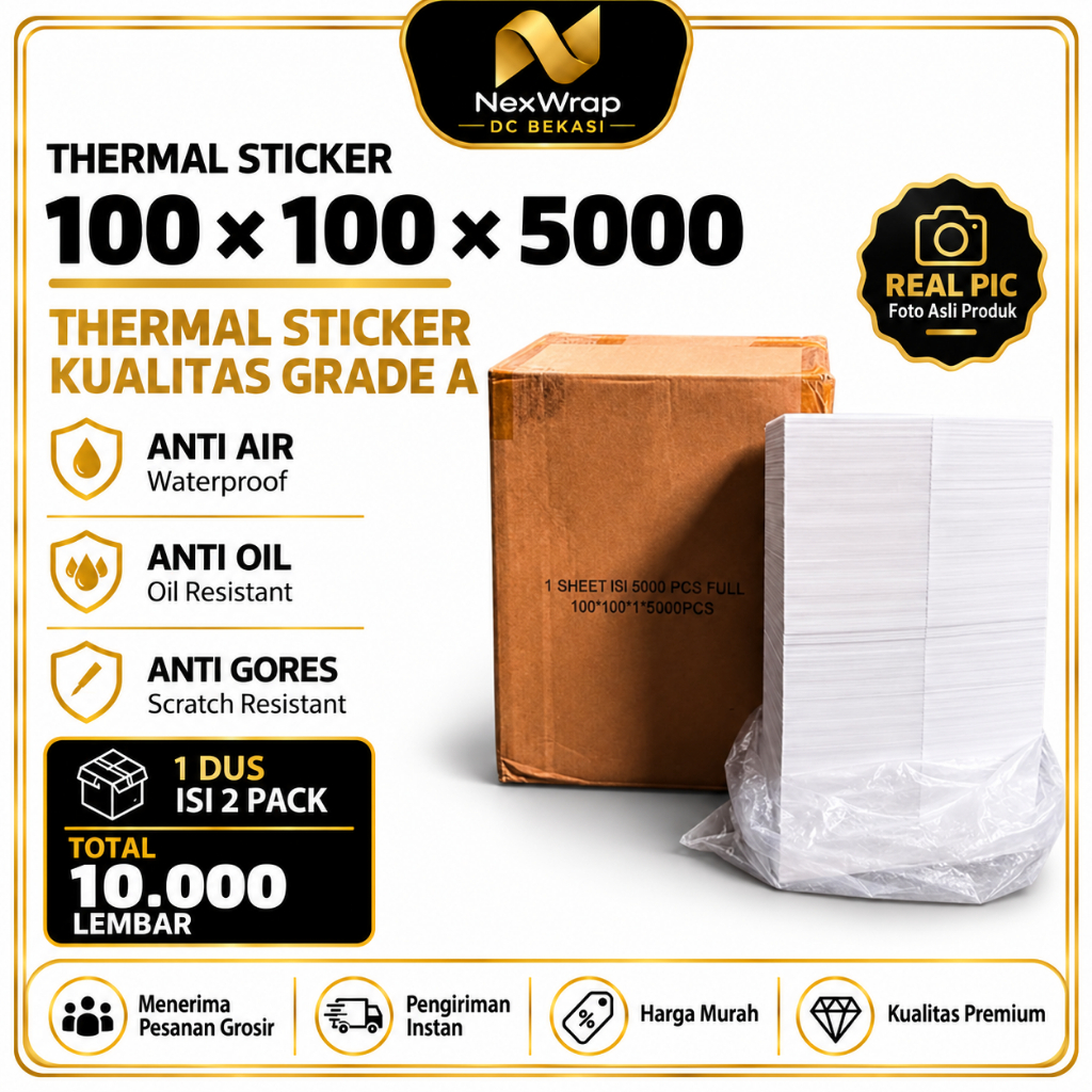 THERMAL LIPAT STICKER 100x100 (5000) lembar | Sticker Thermal label[NexwrapDCBekasi]