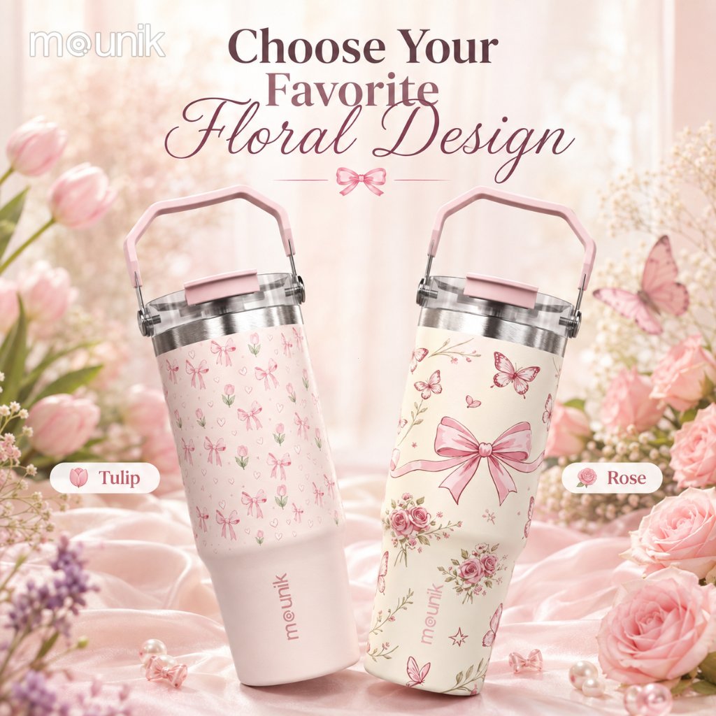 Mounik Tumbler Portable Stainless 1L Termos Cup Vacuum Insulated Botol Minum Tahan Panas Dingin