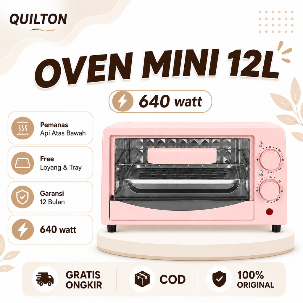 Oven listrik Finito 12 liter pemanas atas bawah stainless steel 640 Watt