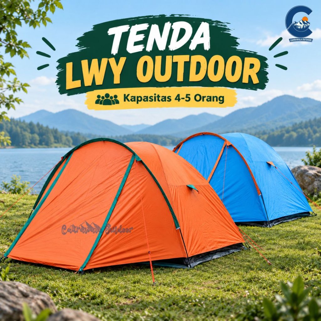TENDA CAMPING LWY OUTDOOR KAPASITAS 4-5 ORANG DOME DOUBLE LAYER TENDA CAMPING HIKING MURAH