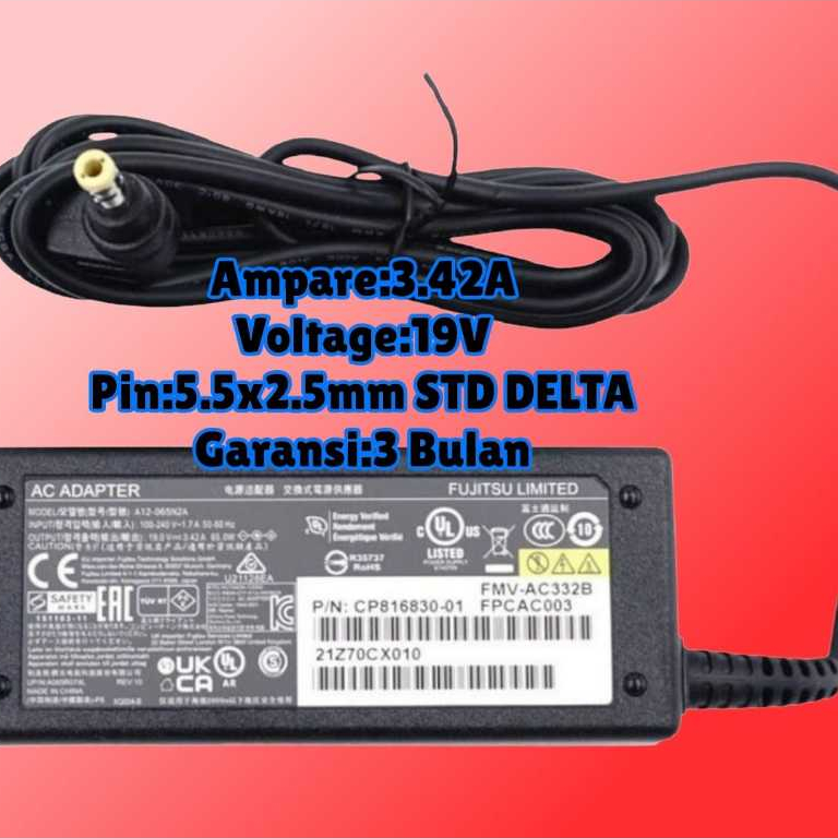 Adaptor Laptop Adapter Fujitsu LifeBook SH572 19v-3.42a 5525 STD Delta