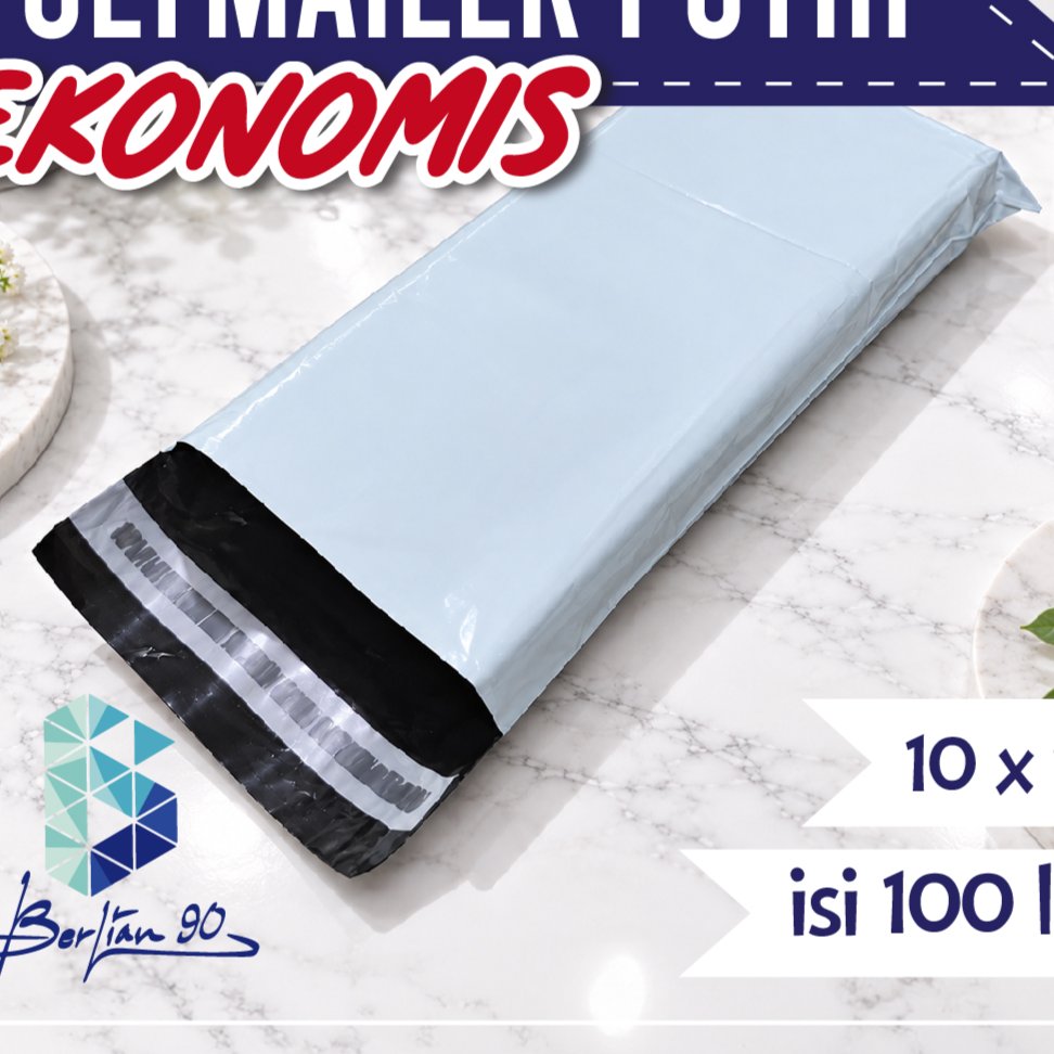 polymailer ekonomis putih 10x20 15x20 16x20 17x30 17x35 polymailer semi glosy antu air isi 100